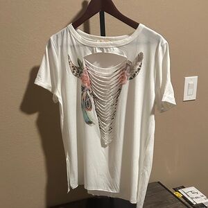 Phil love tattered cheetah cowl skull t shirt size medium
